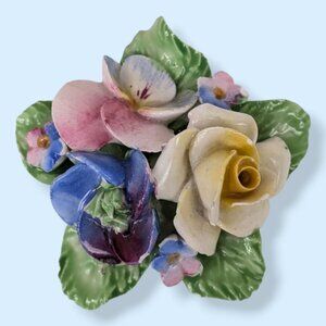 (2/$20) V. Denton China Painted Floral Brooch